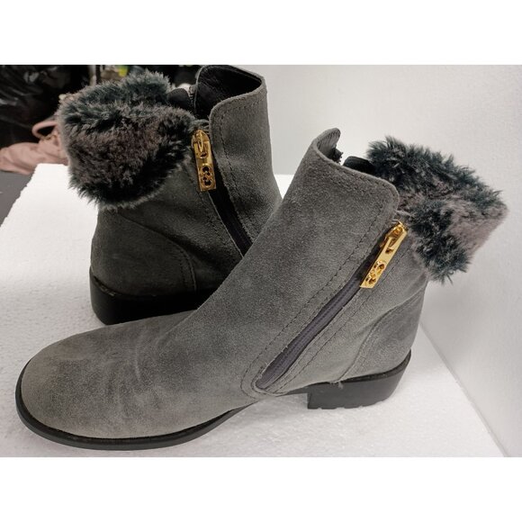 Cole Haan Quinney Ankle Boots Womens 7.5B Gray Suede Faux Fur Waterproof - Picture 7 of 12